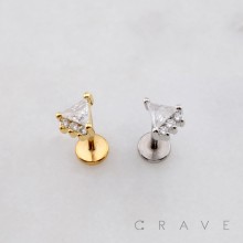 TRIANGLE PYRAMID CLUSTER THREADLESS (PUSH IN) 316L SURGICAL STEEL LABRET SET